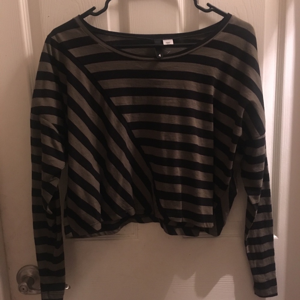 Olive and Black Striped Crop Top